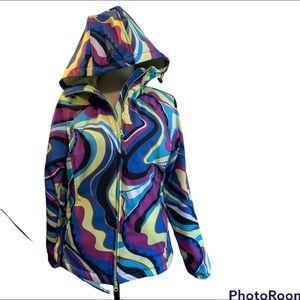 Athleta bright swirl ski jacket fleece lined